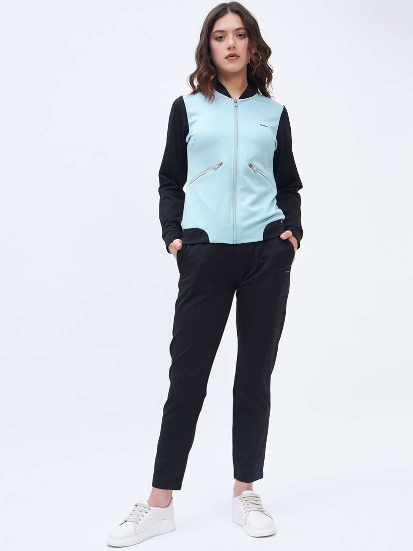 Buy Okane Stand Collar Bomber Jacket With Track Pants Co Ords for Women 26143890 Myntra