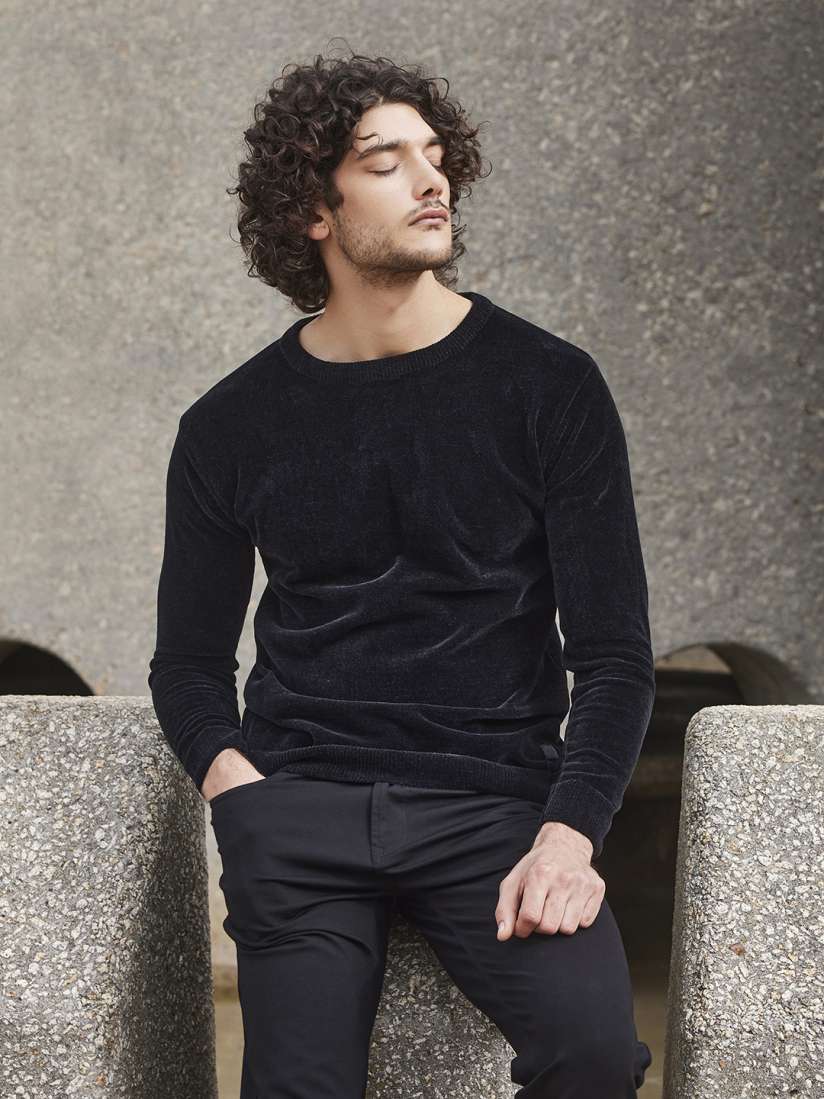 Buy Mufti Long Sleeves Velvet Pullover Sweaters for Men 26146798 Myntra