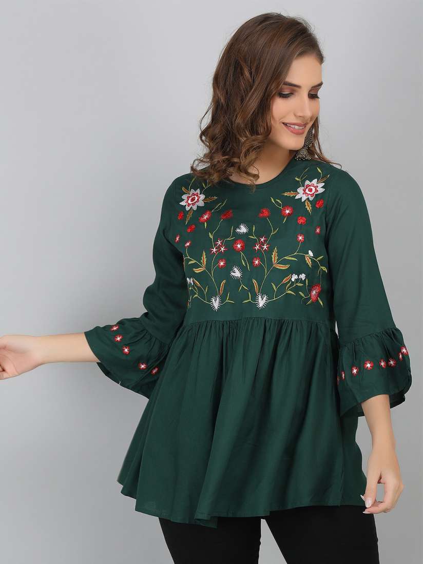Buy MANKSH Floral Embroidered A line Kurti Kurtis for Women 26146966 Myntra