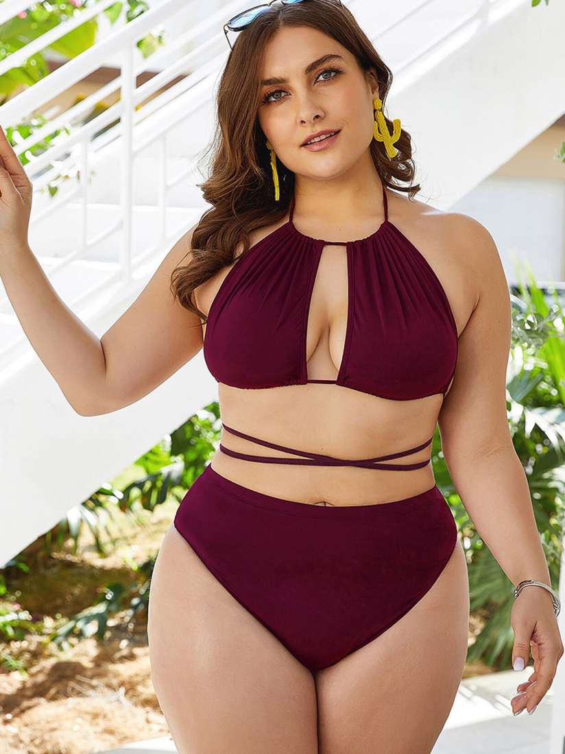 Burgundy plus size swimsuit discount