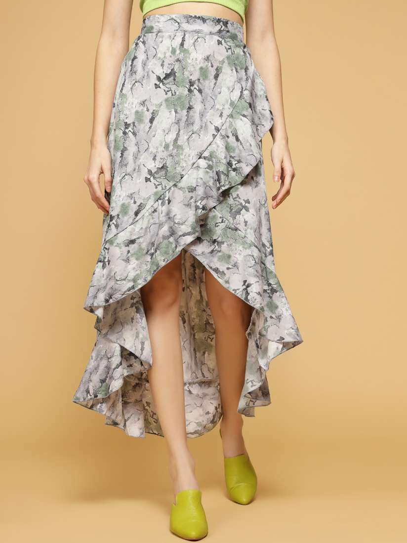 Buy Oomph Women Abstract Printed Wrap High Low Maxi Skirt Skirts for Women 26159362 Myntra