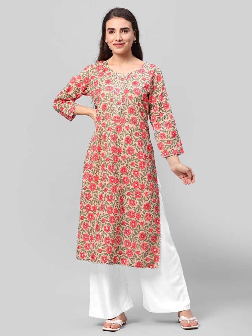 Buy Aaysa Kurti Floral Printed Pure Cotton Straight Kurta Kurtas for Women 26159820 Myntra