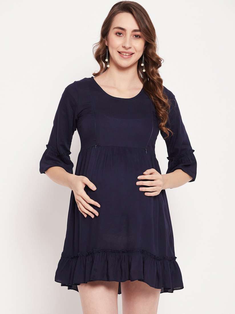Buy PURSHOTTAM WALA Bell Sleeve Mini Fit Flare Maternity Dress Dresses for Women 26162254 Myntra