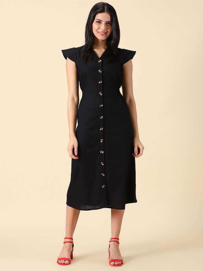 Buy PURPLE FLAUNT Cape Sleeves Linen Shirt Midi Dress Dresses