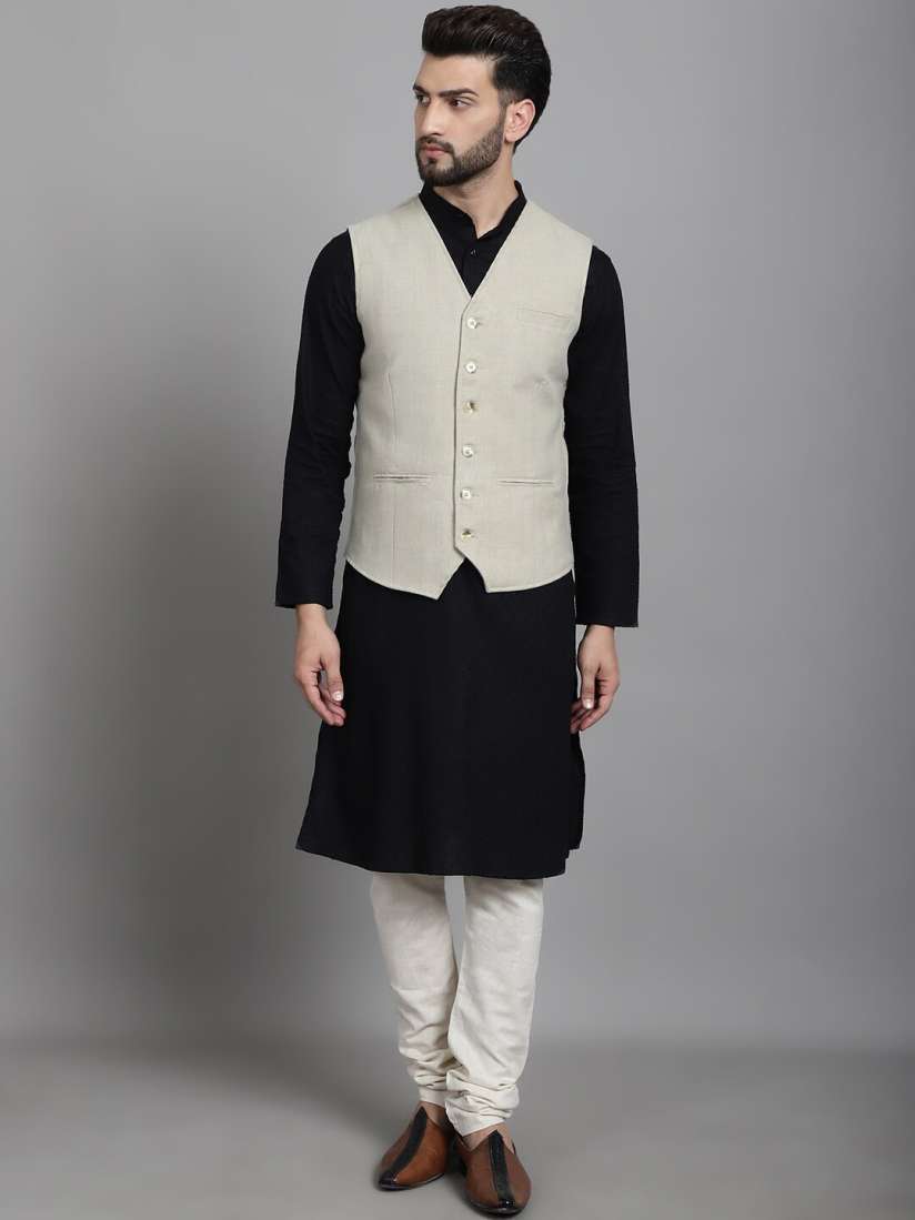 Buy even V Neck Woven Nehru Jacket Nehru Jackets for Men 26170296 Myntra