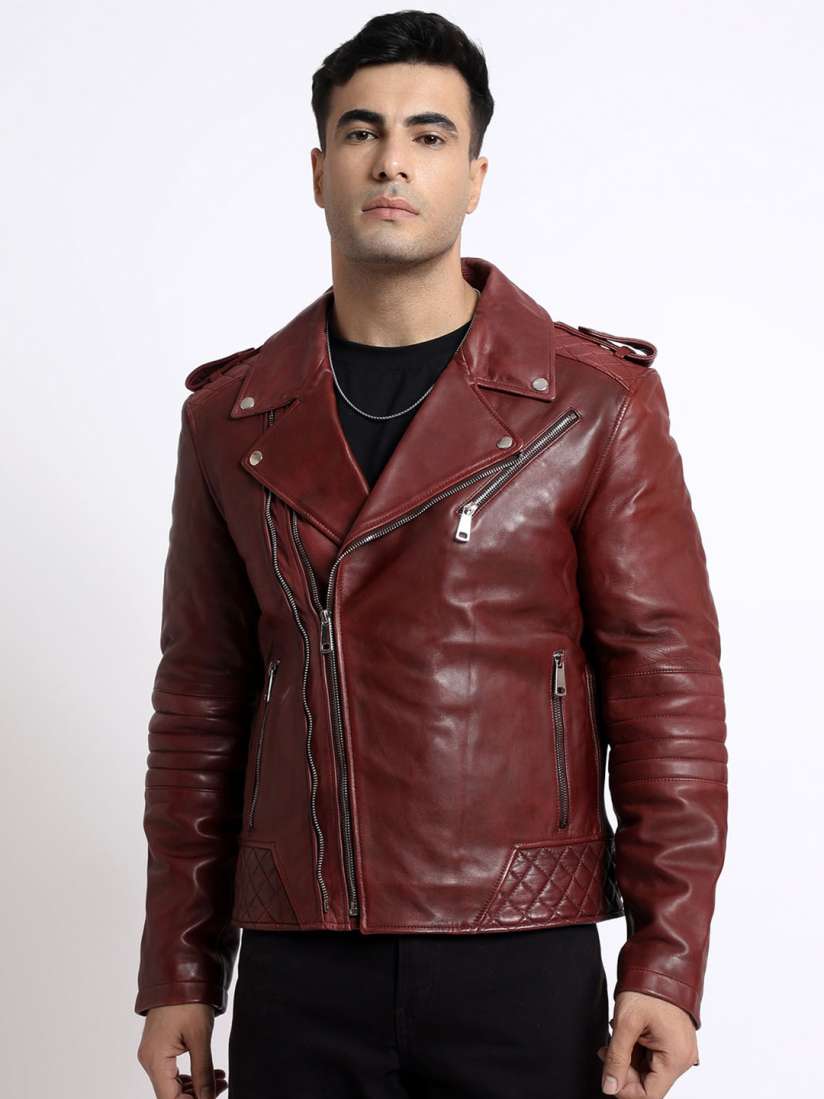 Lapel collar leather jackets store