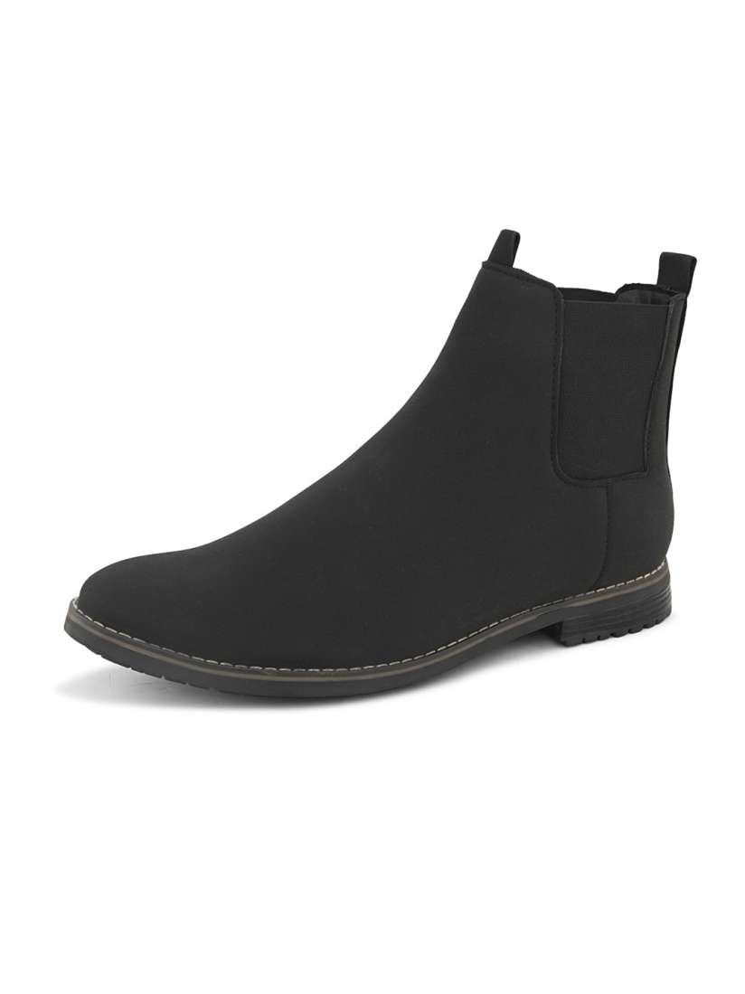 Buy The Roadster Lifestyle Co. Black Faux Leather Round Toe Chelsea Boots Boots for Men 26176888 Myntra