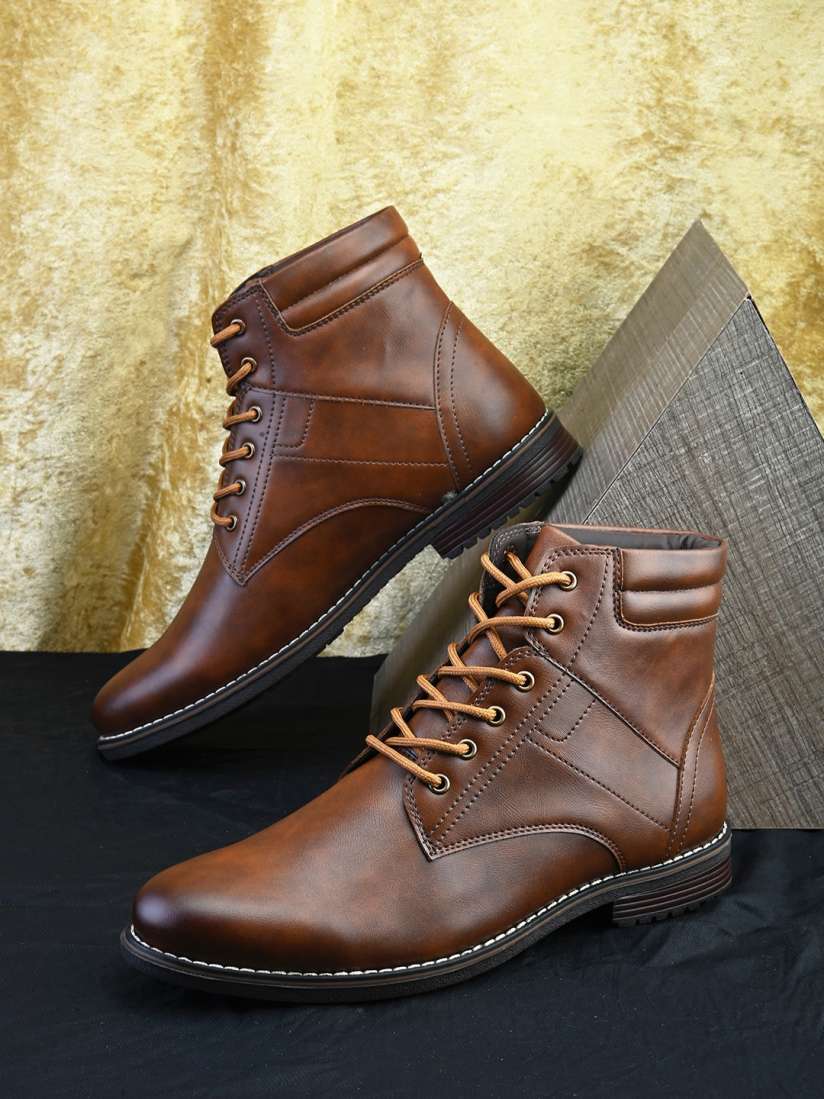Buy The Roadster Lifestyle Co. Men Textured Mid Top Regular Boots Boots for Men 26176892 Myntra