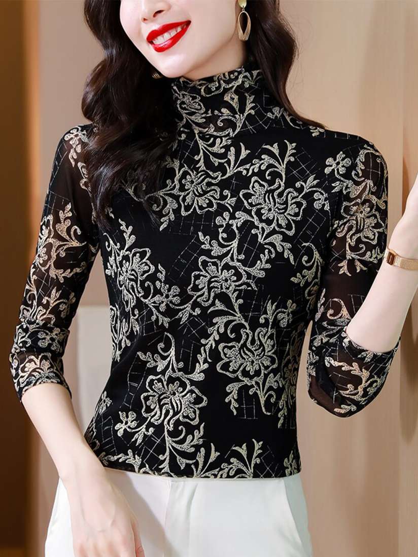 Buy JC Mode Floral Printed High Neck Long Sleeves Top Tops for Women 26179178 Myntra