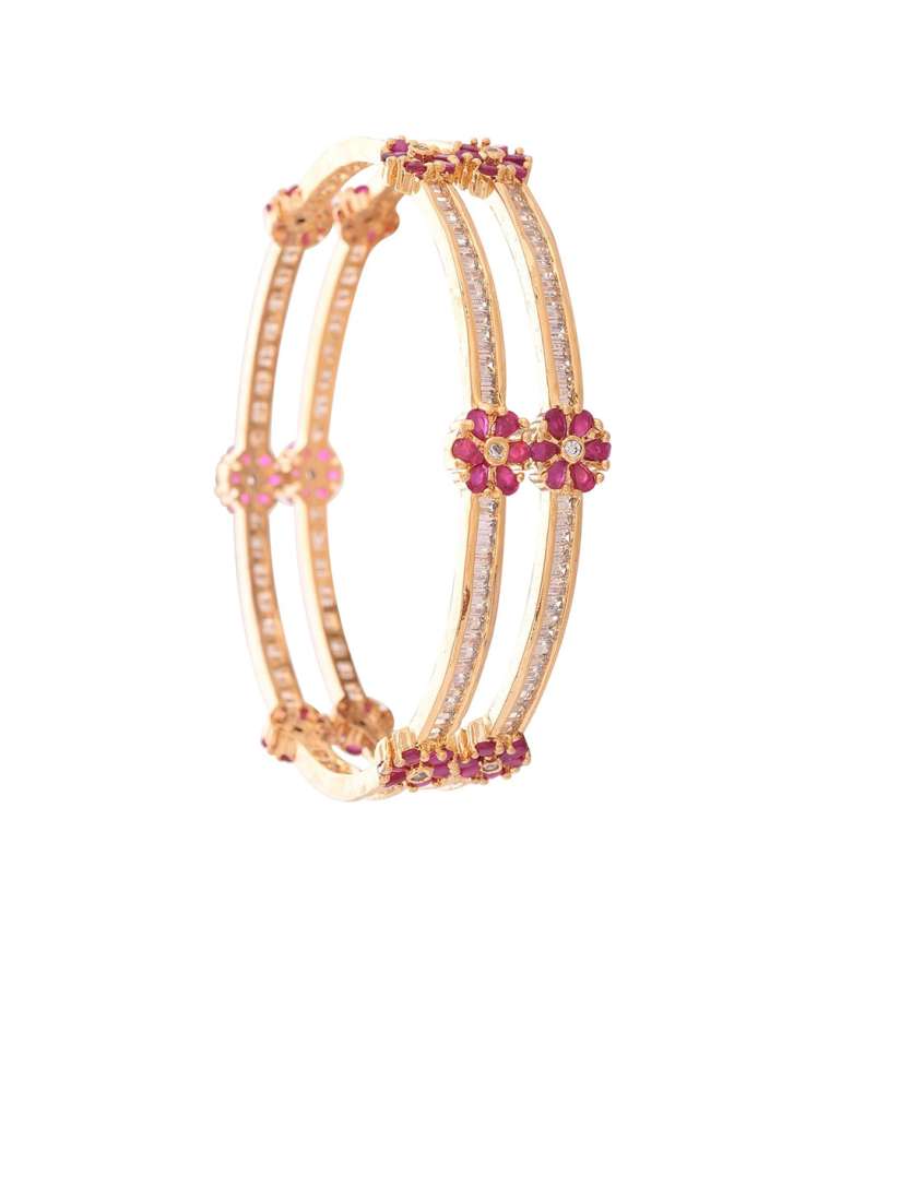 Buy RATNAVALI JEWELS Set Of 2 Gold Plated AD Studded Bangles Bangle for Women 26179974 Myntra