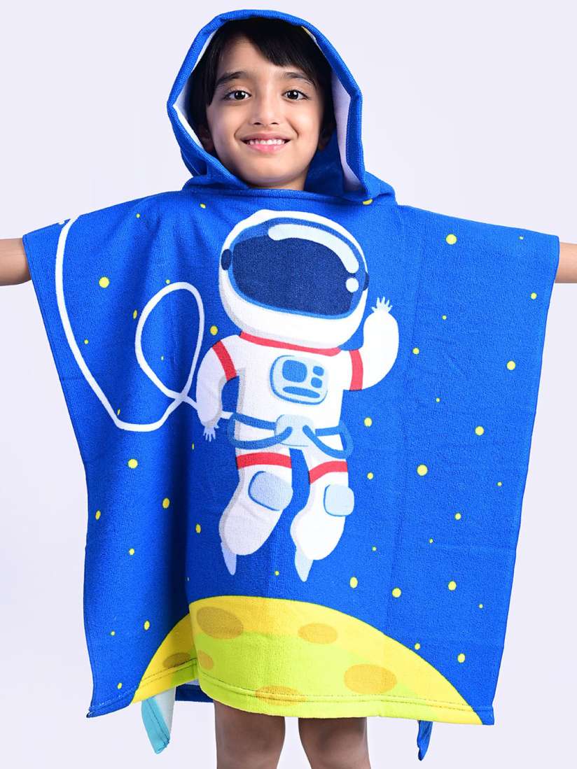 Buy Yellow Bee Blue White Astronaut Printed 250 GSM Hooded Poncho Bath Towel for Boys Bath Towels for Boys 26183002 Myntra
