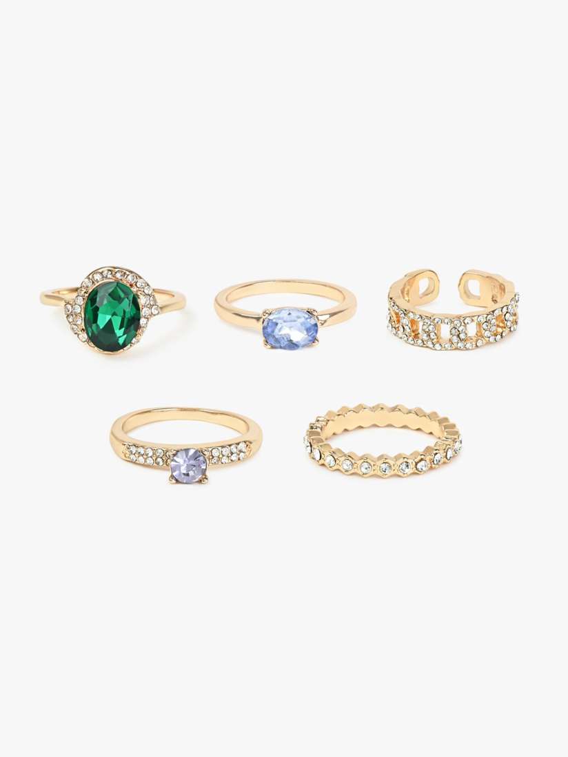 Buy ALDO Set of 5 Gold Plated Stone Studded Finger Rings Ring for Women 26198660 Myntra