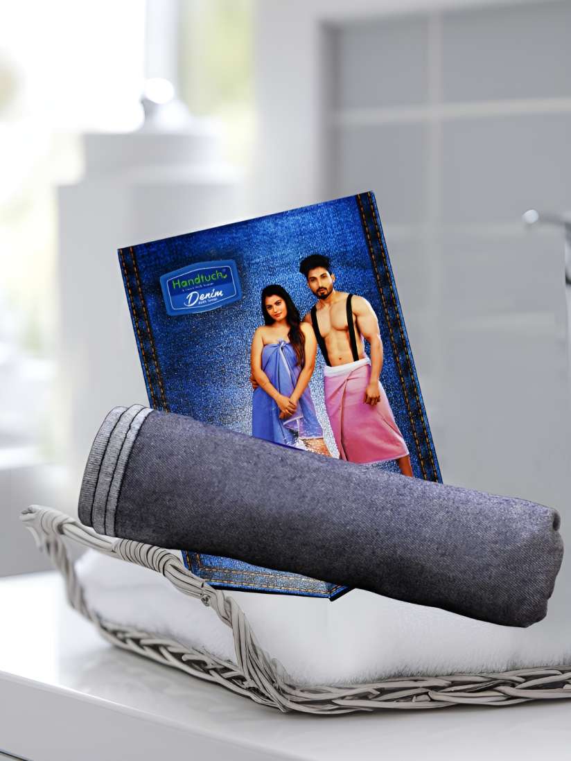Grey and navy towels on sale