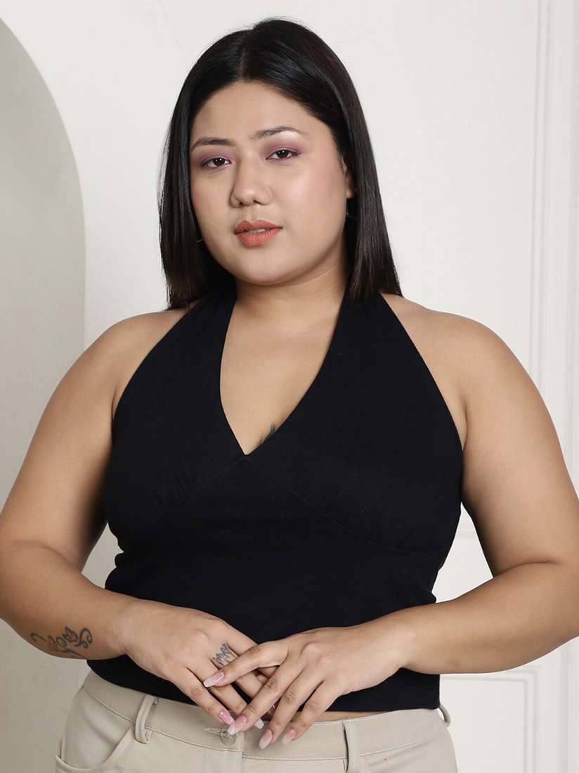 Plus size halter neck top cheap