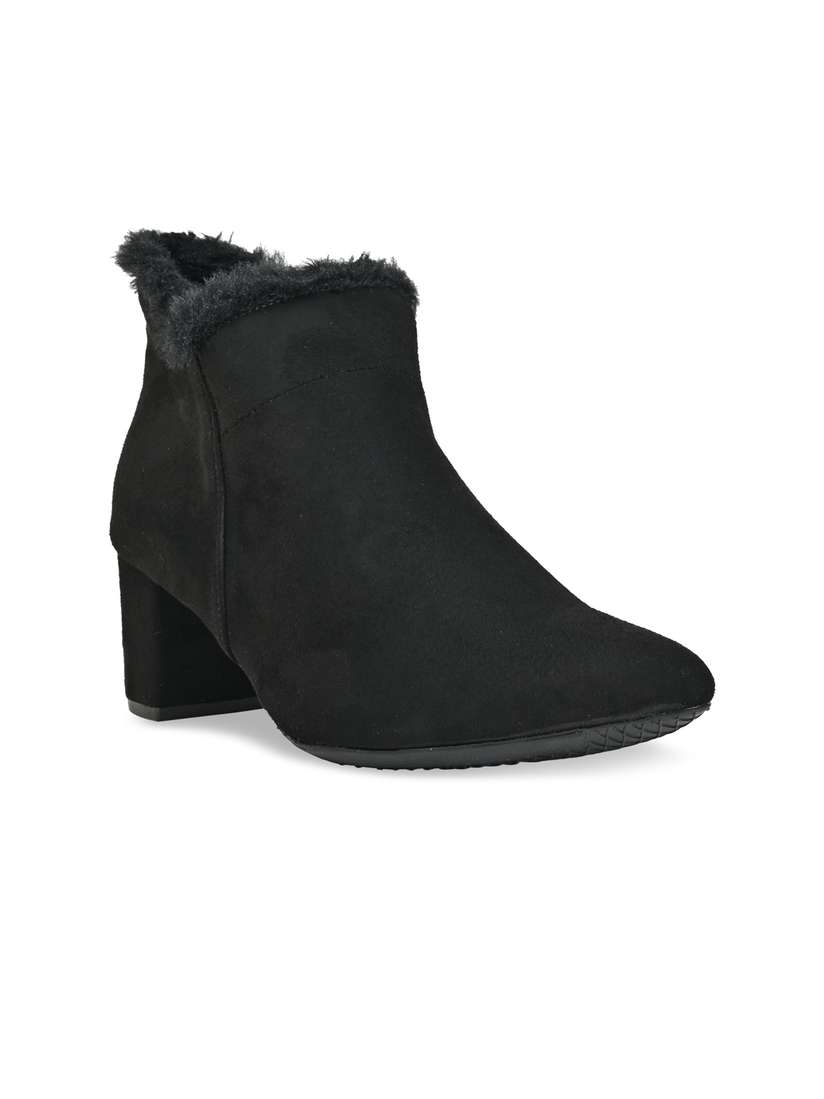 Pointed Toe Grey Suede Booties Low Heel Rocia Women Pointed Toe