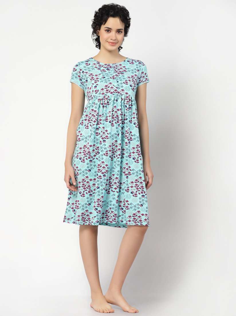 Buy Inner Sense Floral Printed Organic Cotton Calf Length Nightdress Nightdress for Women 26211028 Myntra