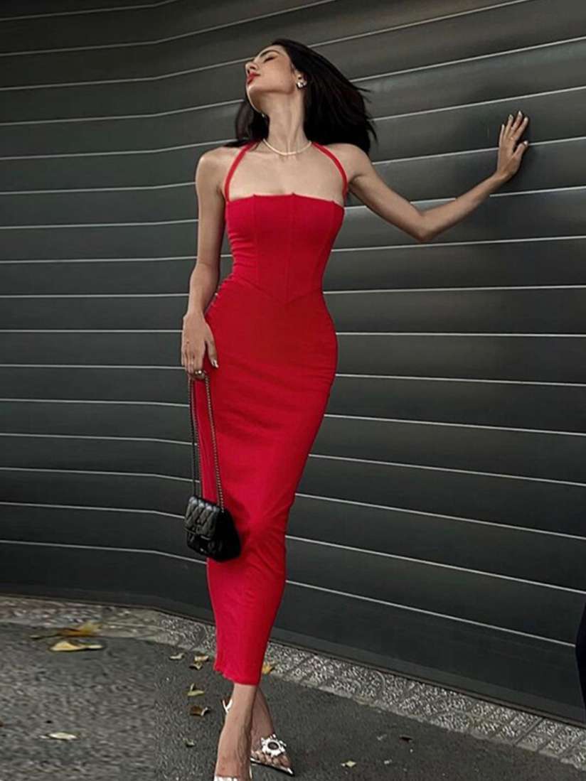 Midi dress bodycon red store