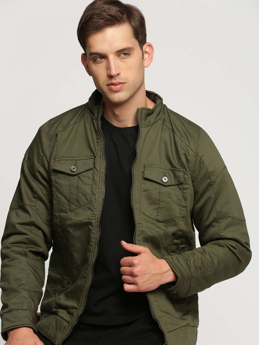 Buy SHOWOFF Mock Collar Windcheater Cotton Tailored Jacket Jackets for Men 26221090 Myntra