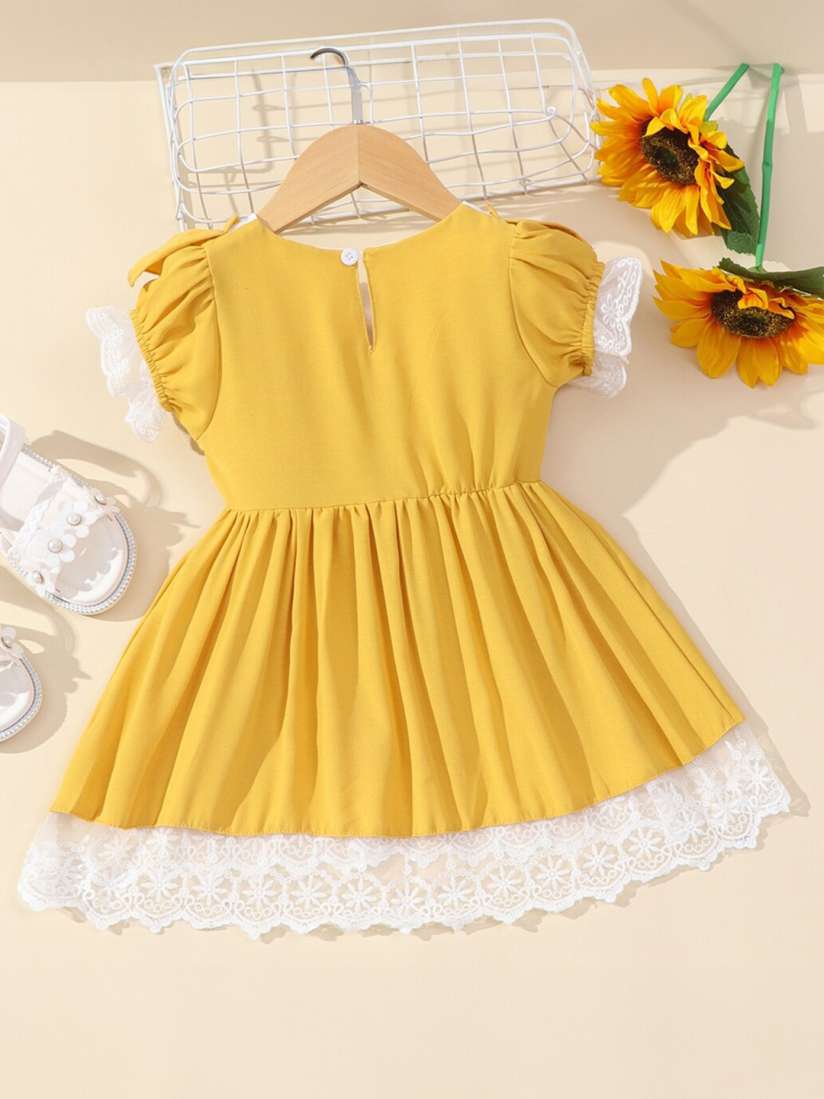 Yellow frock design for girl sale