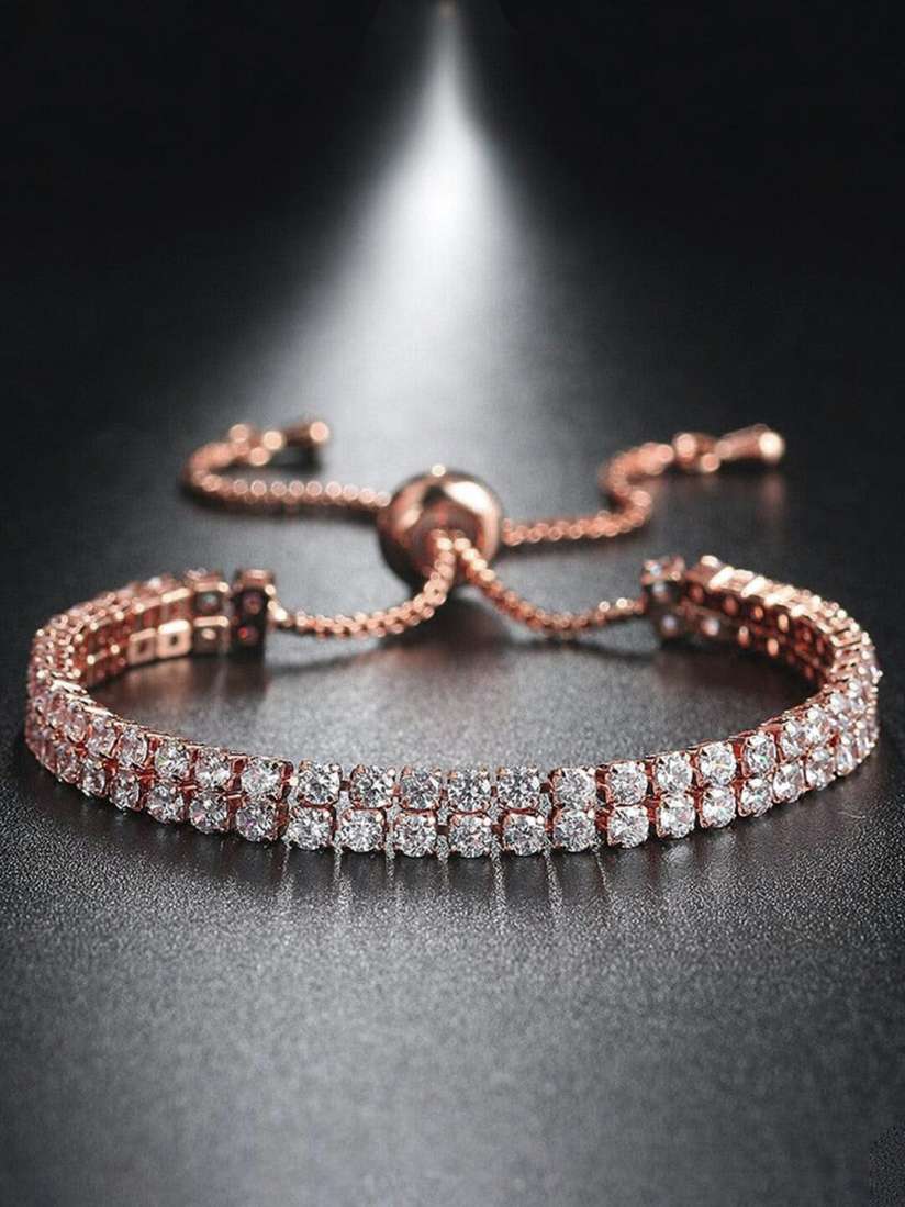 Buy Jewels Galaxy Cubic Zirconia Rose Gold Plated Wraparound Bracelet Bracelet for Women 26224882 Myntra
