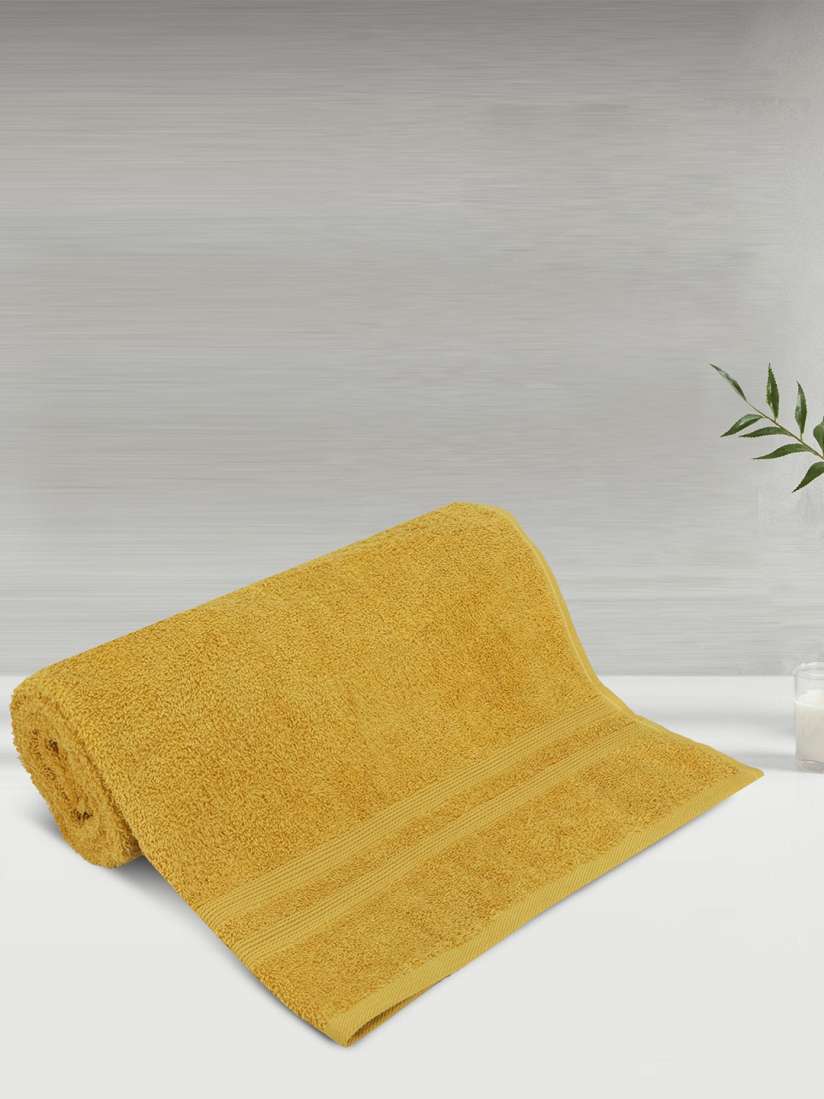Buy LUSH BEYOND Mustard Coloured Striped Pure Cotton 500 GSM Bath Towel Bath Towels for Unisex 26228482 Myntra