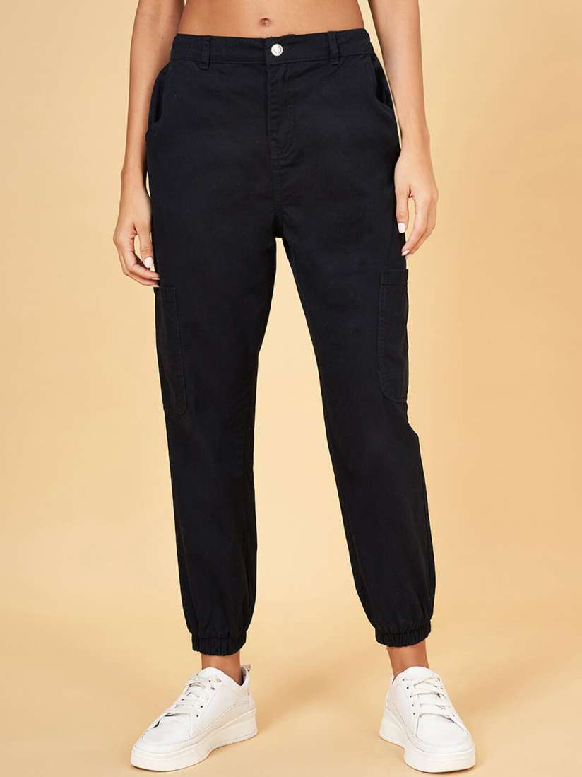 Buy People Women Mid Rise Pure Cotton Joggers Trousers for Women 26233608 Myntra