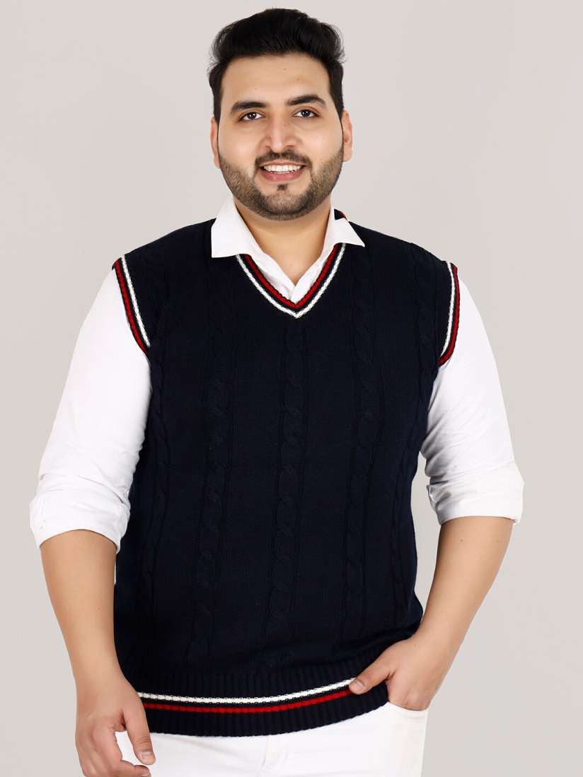 Buy Sztori Plus Size Cable Knit Self Design V Neck Acrylic Sweater Vest Sweaters for Men 26236306 Myntra