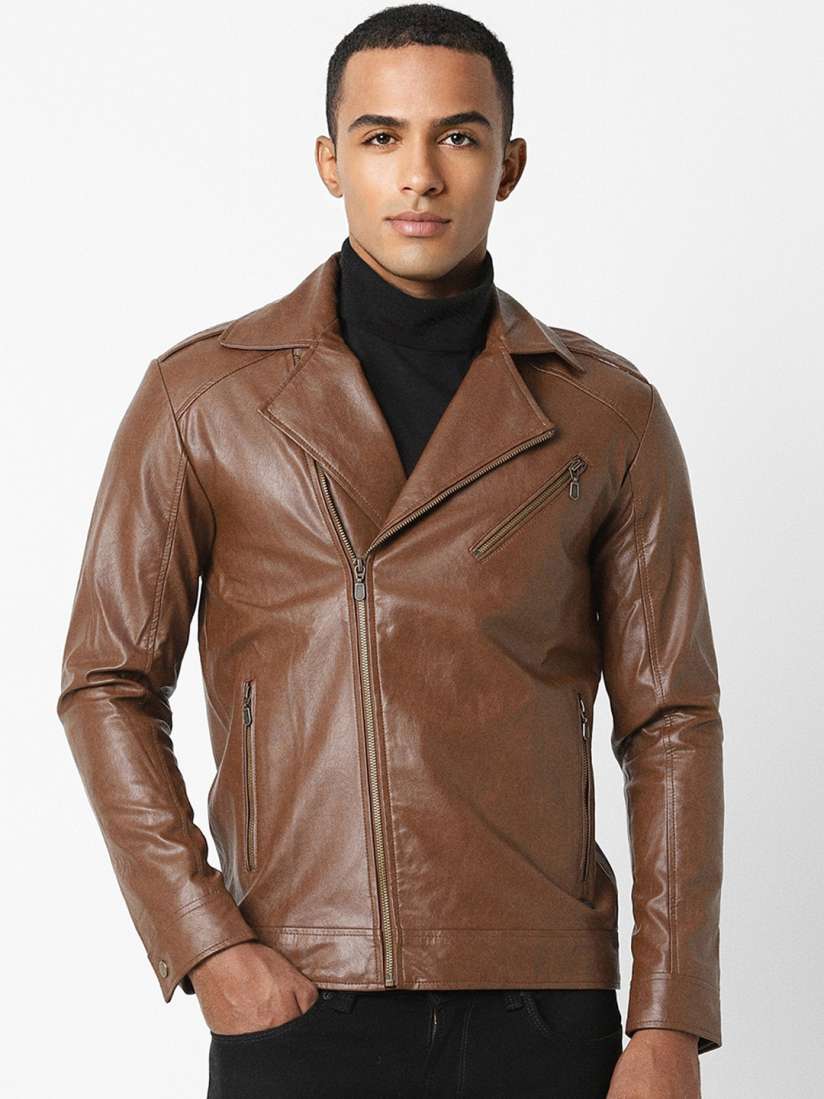 Leather jacket peter england top