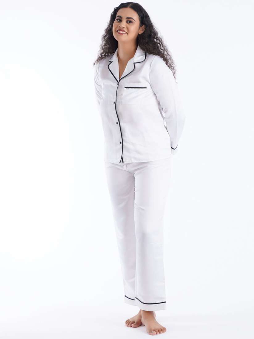 White satin night suit deals