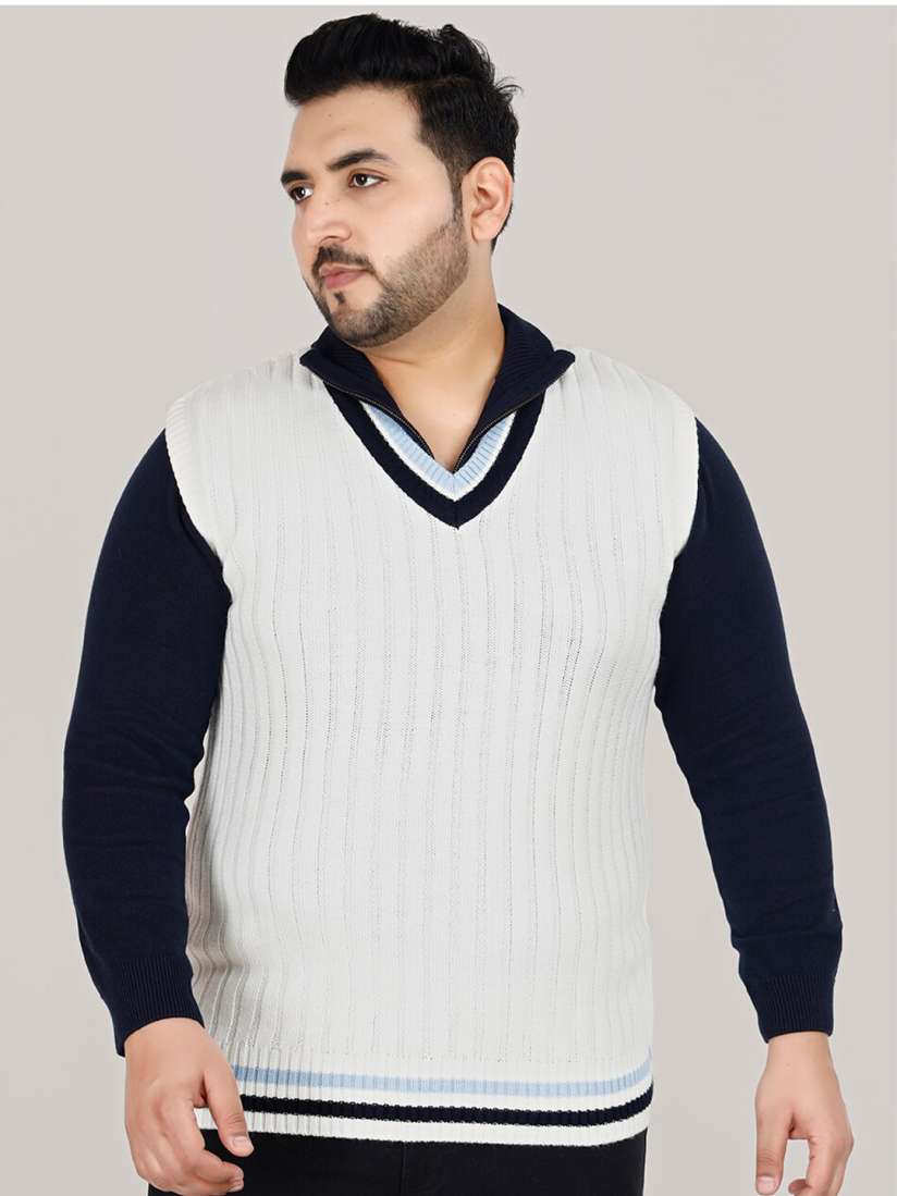 Buy Sztori Plus Size V Neck Self Design Acrylic Sweater Vest Sweater Sweaters for Men 26244464 Myntra