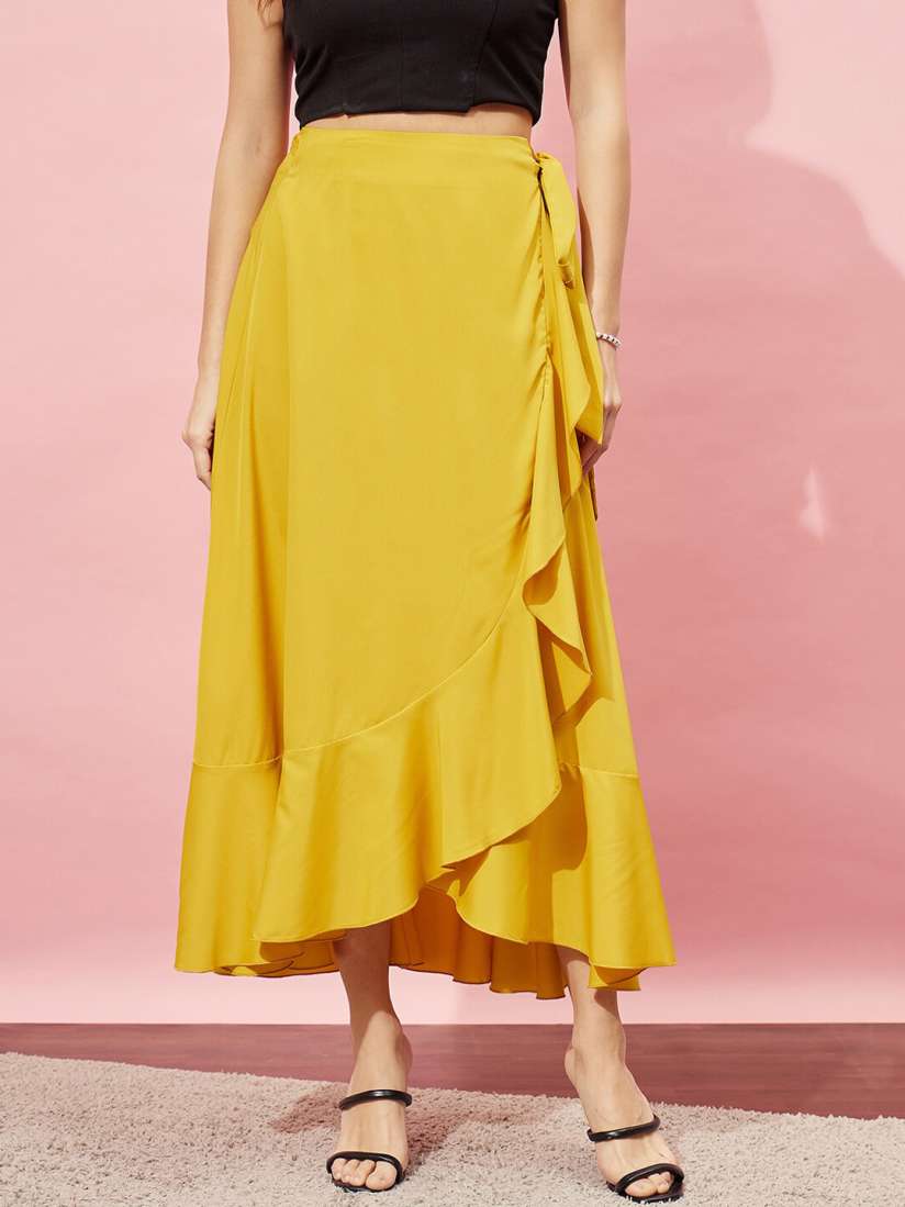 Buy Berrylush Wrap Knot Flared Maxi Skirt Skirts for Women 26250892 Myntra