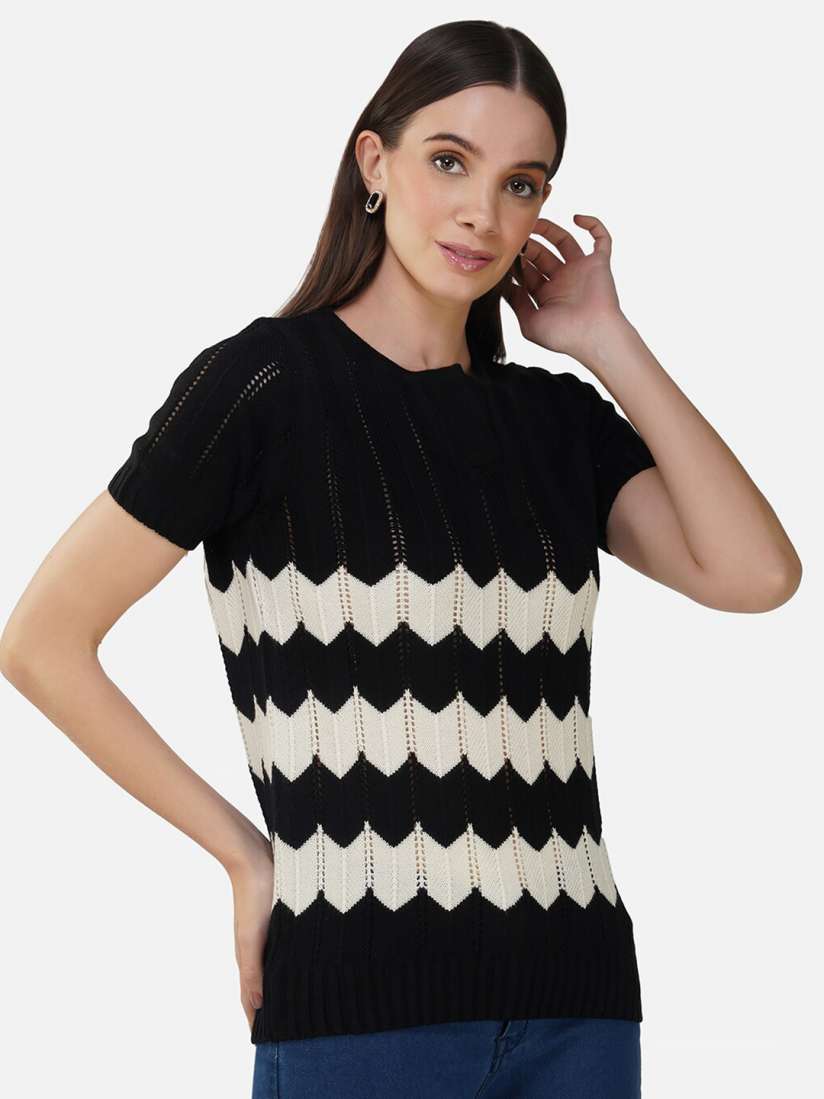 Buy Chemistry Striped Self Designed Acrylic Pullover Sweaters for Women 26252810 Myntra