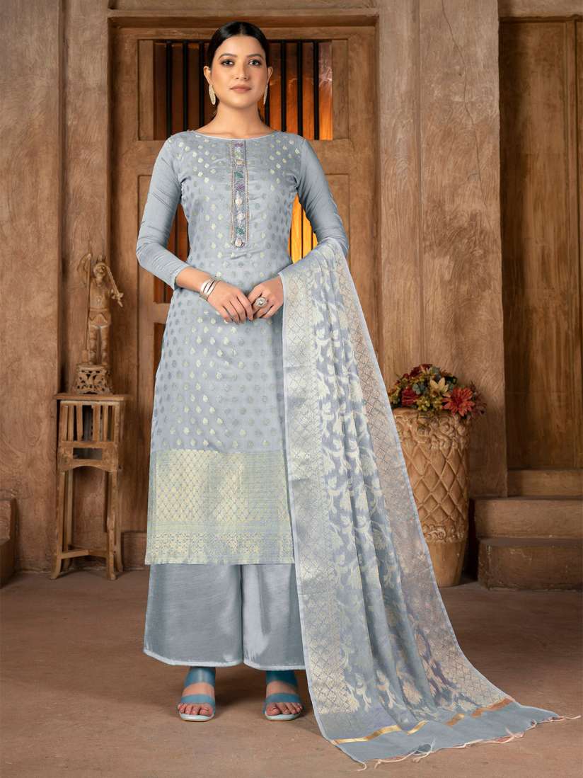 Buy KALINI Grey Grey Unstitched Dress Material Dress Material for Women 26253400 Myntra