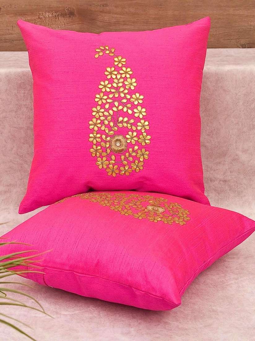 Buy RoyalDeco Magenta and Gold Toned 2 Pieces Cushion Covers Cushion Covers for Unisex 26253754 Myntra