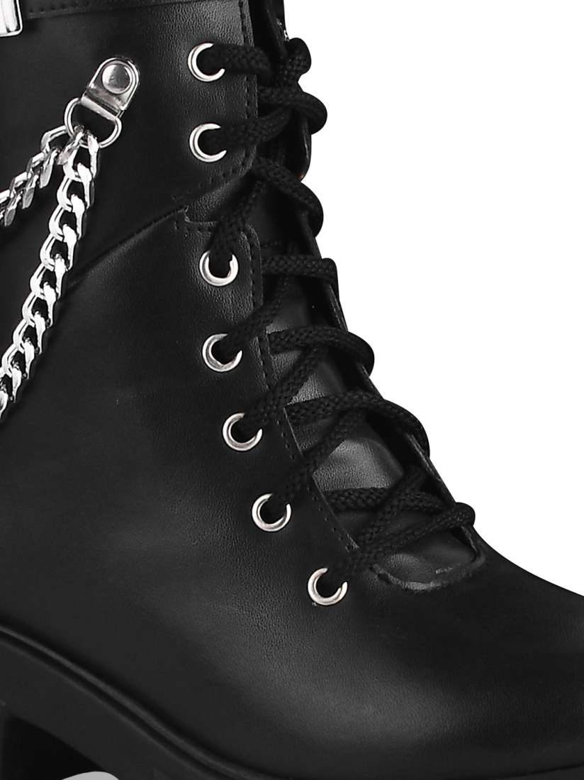 Shoetopia Women Embellished Chunky Boots