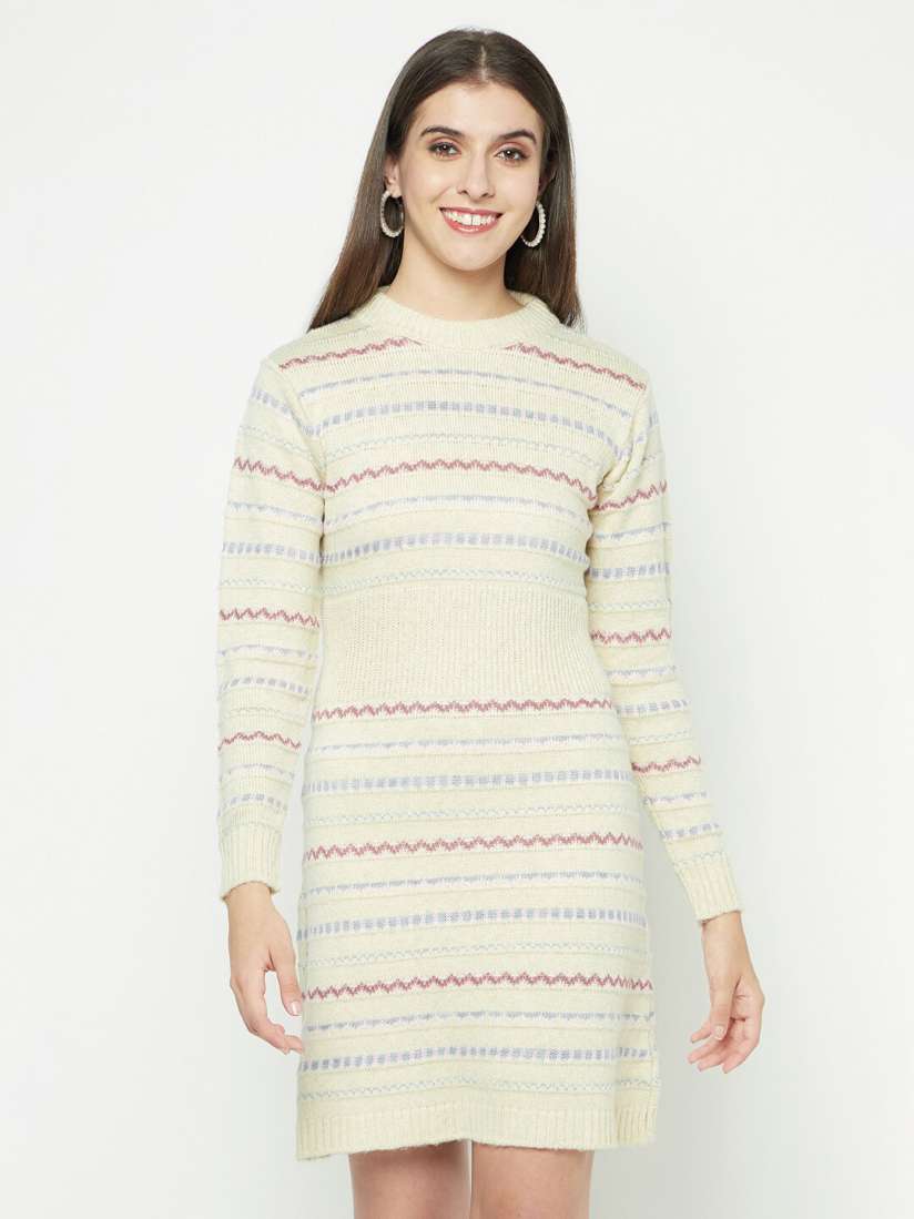 Buy Knitstudio Self Design Long Sleeves Woollen Sheath Sweater Dress Dresses for Women 26266444 Myntra