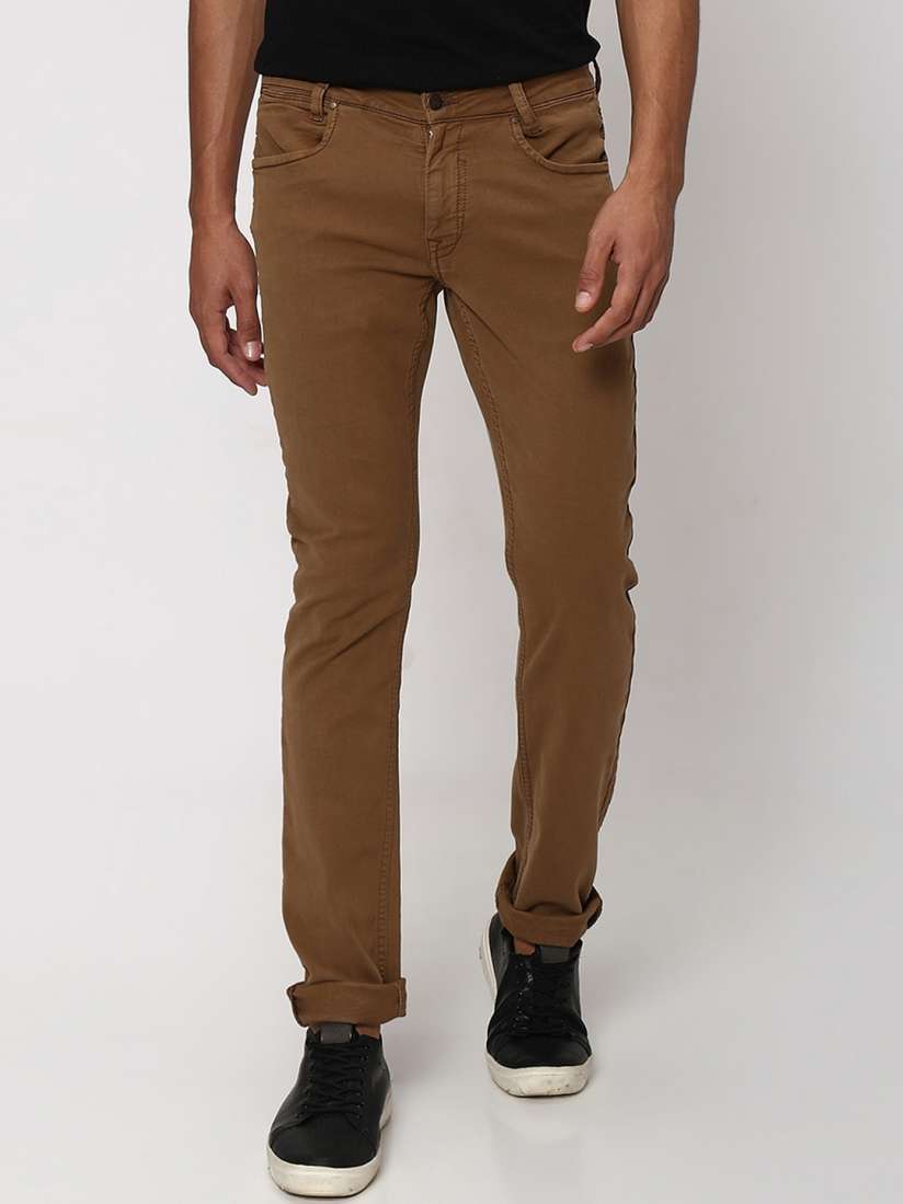 Buy Mufti Men Slim Fit Mid Rise Plain Cotton Chinos Trousers for Men 26267188 Myntra