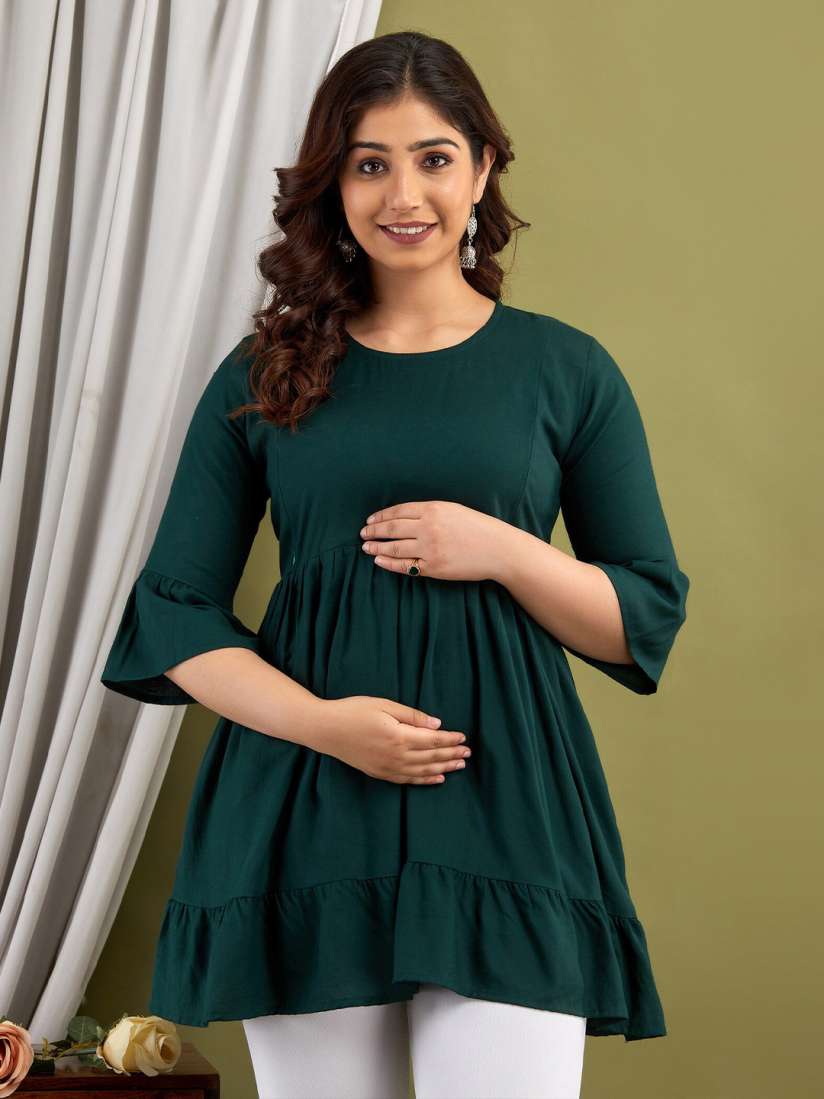 Buy Mialo fashion Round Neck Gathered Peplum Longline Maternity Feeding top Tops for Women 26268458 Myntra