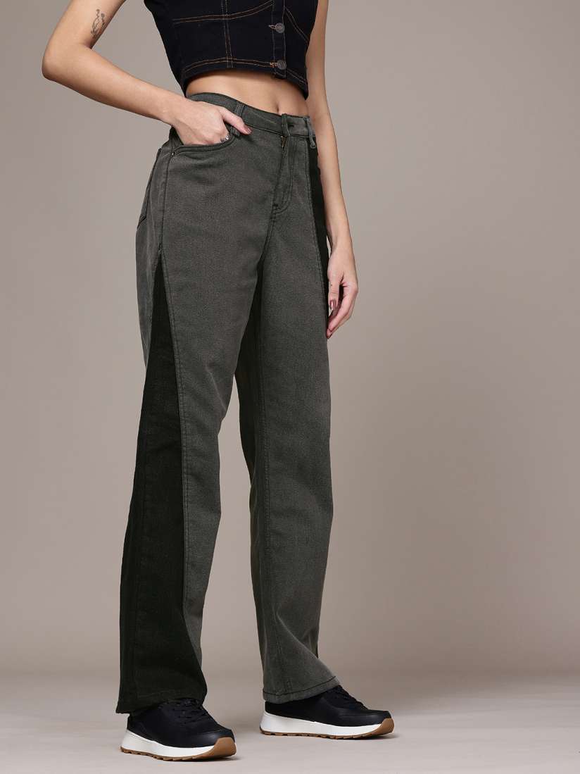 Buy The Roadster Life Co. Straight Fit Stretchable Jeans with Colour Contrast Patch Detail Jeans for Women 26272928 Myntra