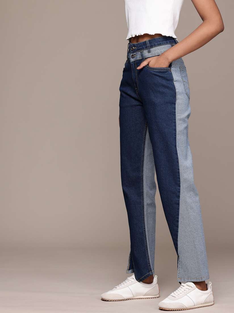 Buy The Roadster Life Co. Women Straight Fit Colourblocked Slits Stretchable Jeans Jeans for Women 26273076 Myntra