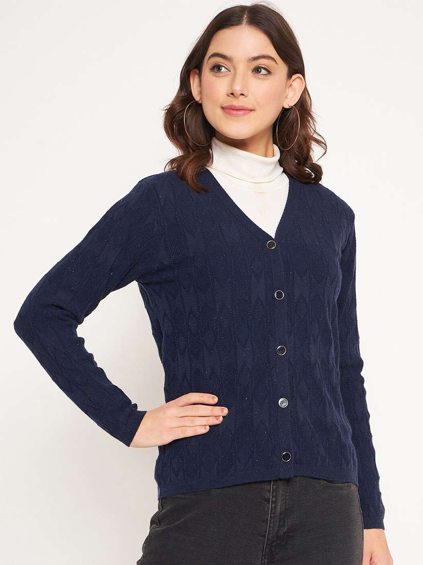Myntra Long Navy Blue Cardigan Womens CURVY STREET Plus Size Women