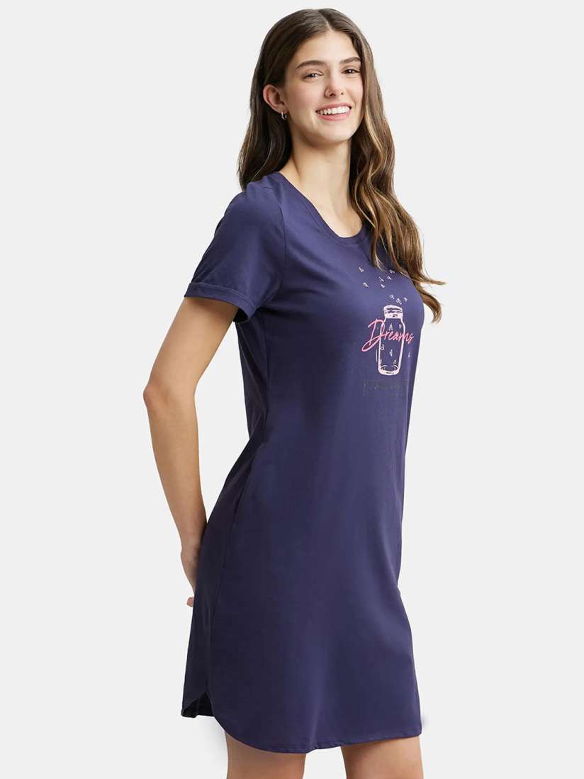 Buy Jockey Printed Super Combed Cotton Curved Hem Styled Sleep Dress RX44 Nightdress for Women 26280470 Myntra