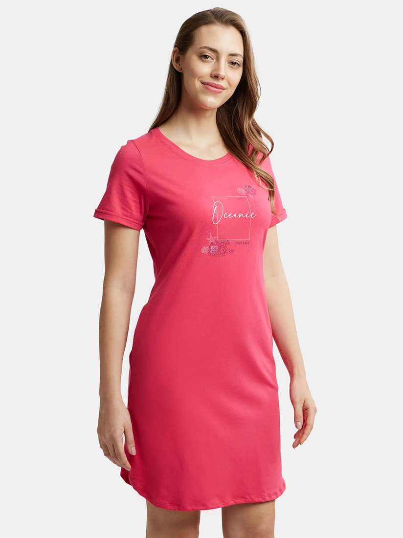 Buy Jockey Printed Super Combed Cotton Curved Hem Styled Sleep Dress RX44 Nightdress for Women 26280478 Myntra