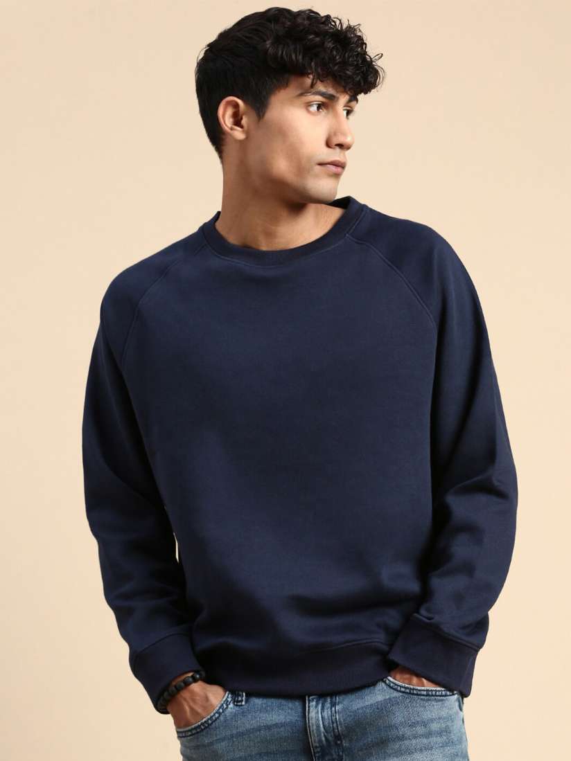 Buy The Roadster Lifestyle Co. Navy Blue Relaxed Fit Raglon Sweatshirt Sweatshirts for Men 26283010 Myntra