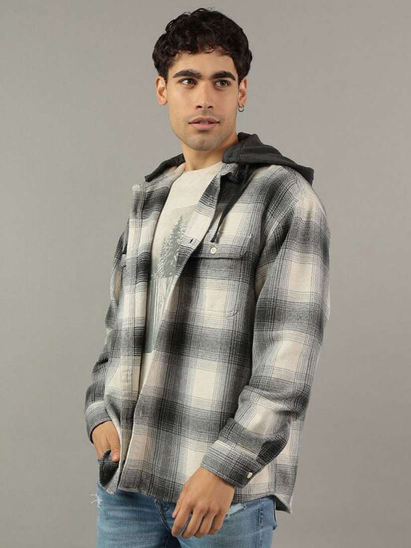 Buy AMERICAN EAGLE OUTFITTERS Tartan Checked Hooded Flannel Pure Cotton Casual Shirt Shirts for Men 26284592 Myntra
