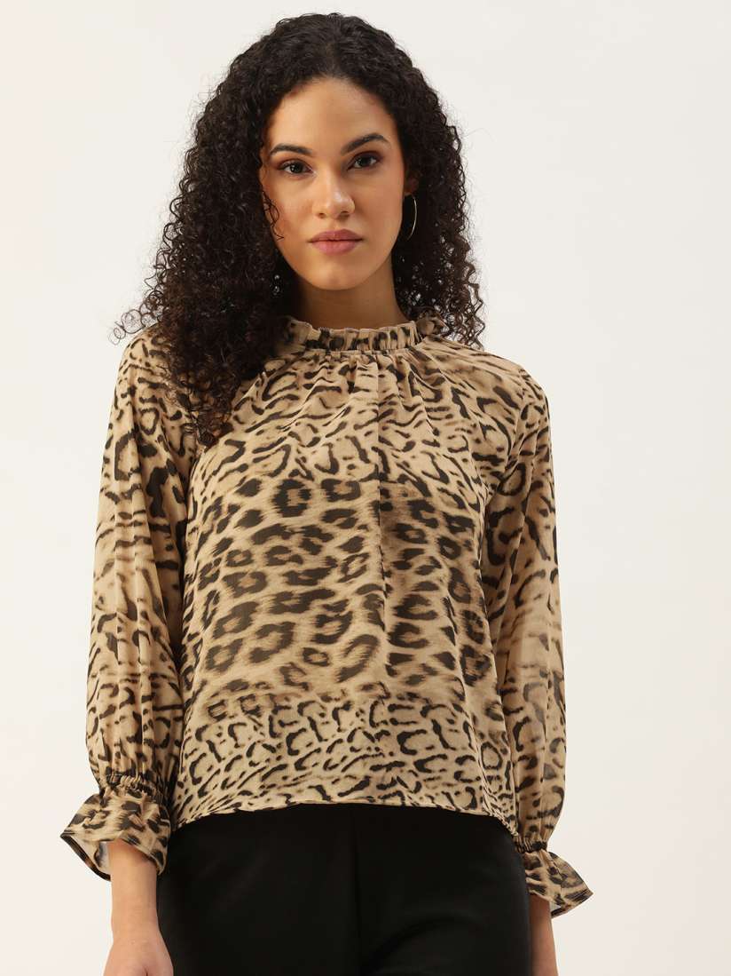 Buy FOREVER 21 Animal Printed Ruffle Detailed Top Tops for Women 26287040 Myntra