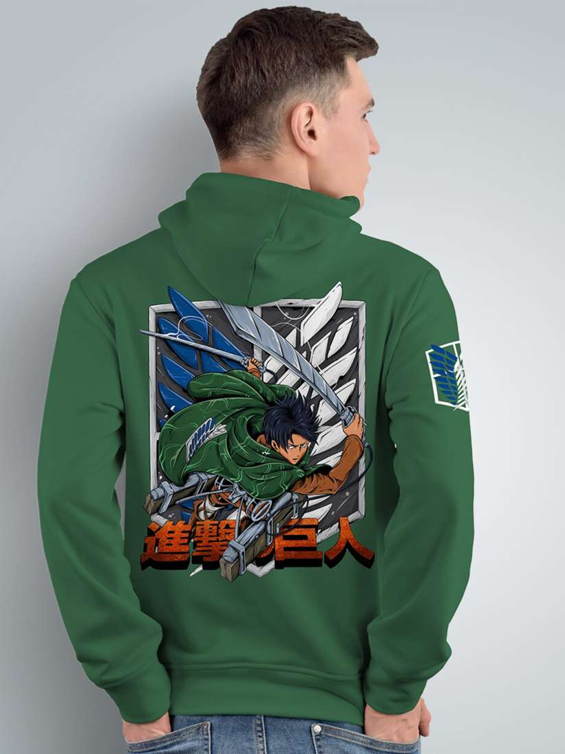 Buy Crazymonk Levi Ackerman Aot Anime Printed Hooded Cotton Sweatshirt Sweatshirts for Men 26290400 Myntra
