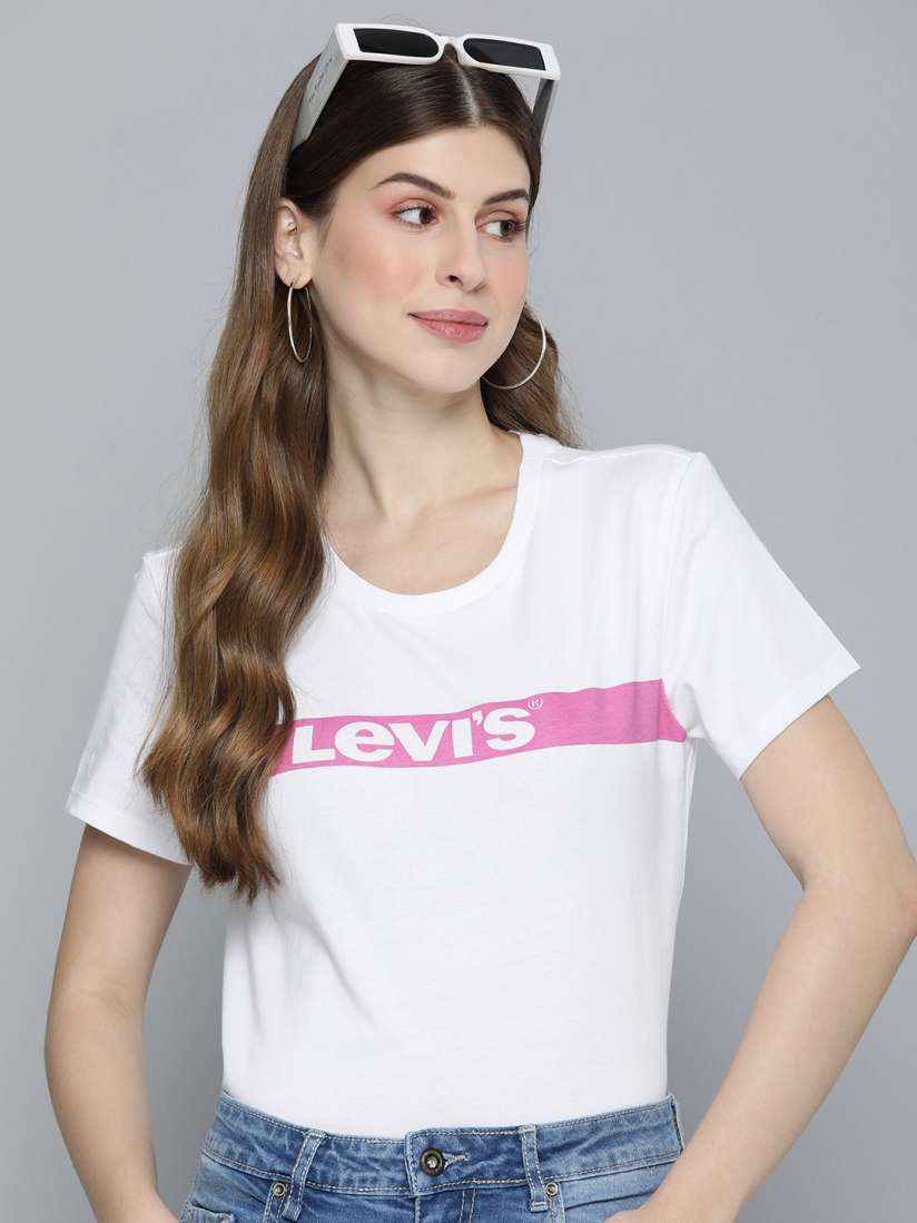 Buy Levis Pure Cotton Brand Logo Printed Casual T shirt Tshirts for Women 26296454 Myntra