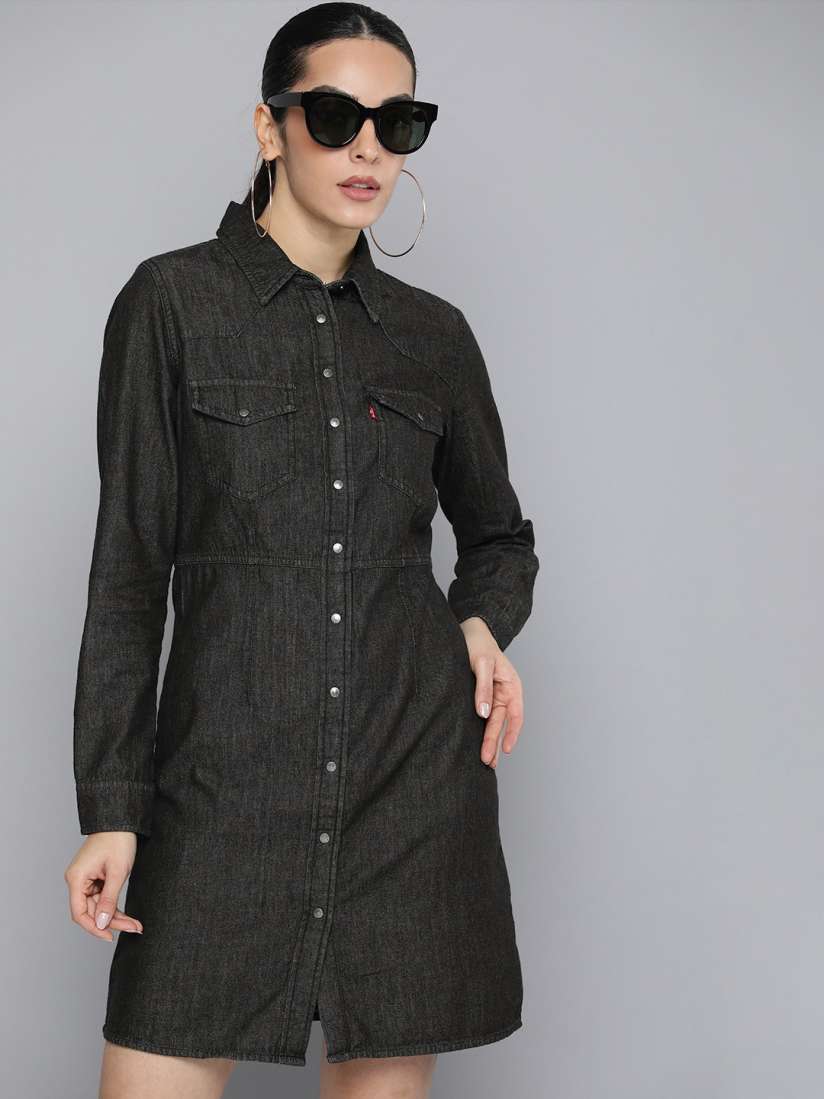 Buy Levis Pure Cotton Denim Shirt Dress Dresses for Women 26296472 Myntra