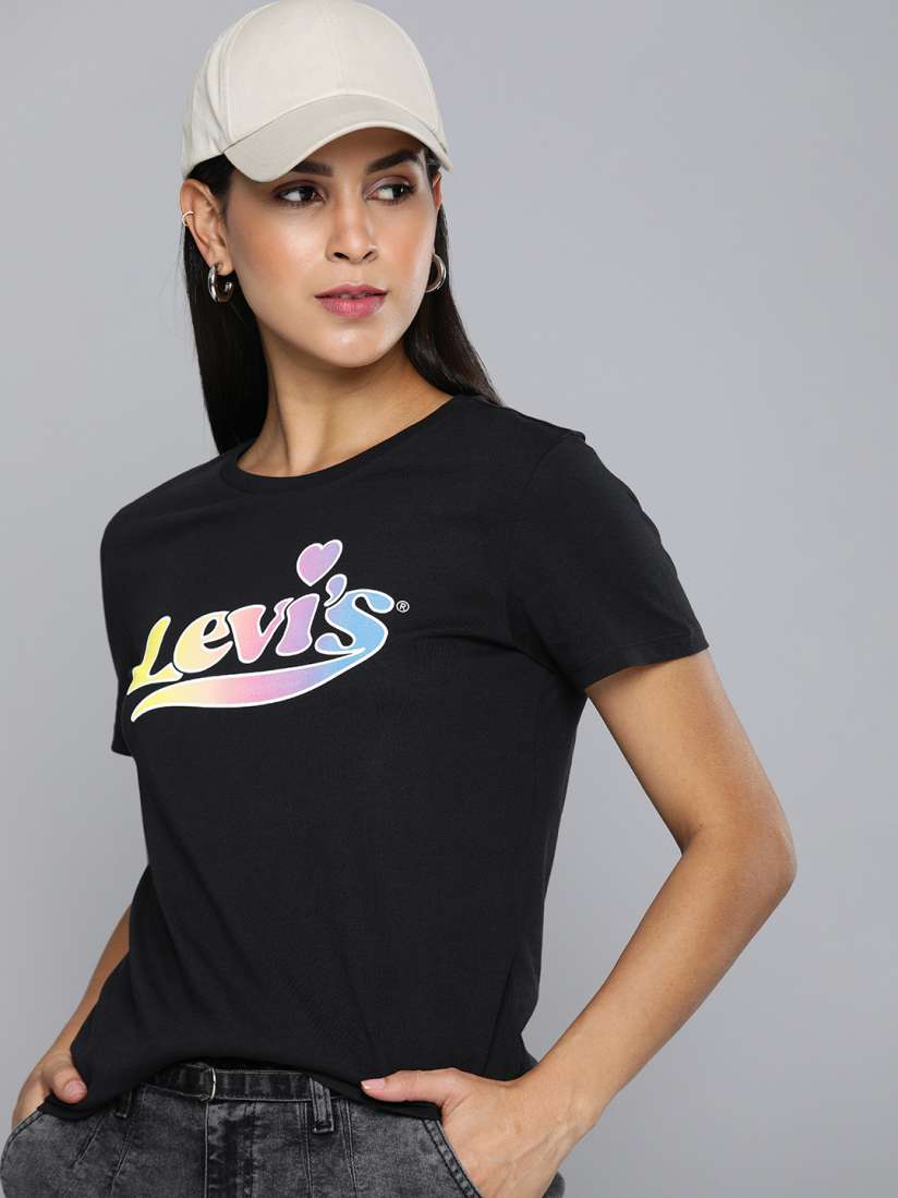 Buy Levis Brand Logo Printed Pure Cotton Casual T shirt Tshirts for Women 26296528 Myntra